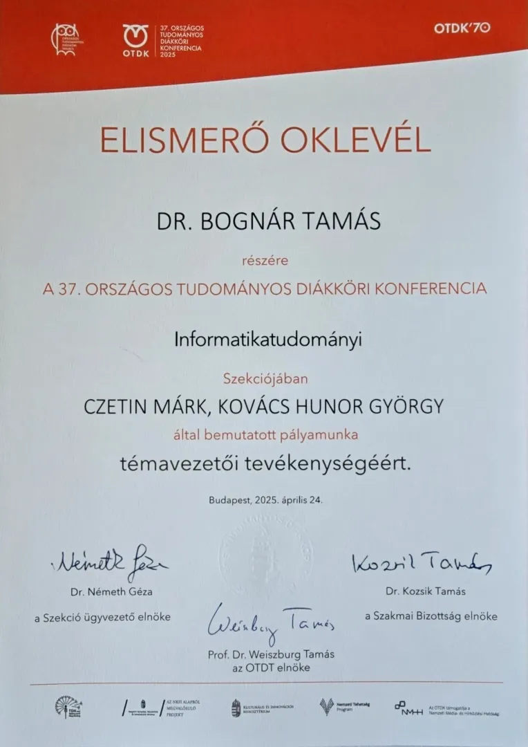 37. Országos Tudományos Diákköri Konferencia